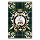 Duncan Modern Tartan Crest Black Garden Flag - Gold Thistle Style